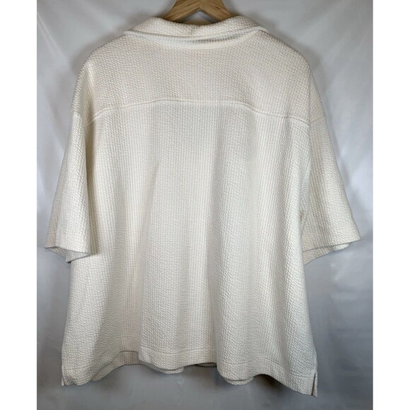 Fabletics Ivory Button Up Short Sleeve Collared Blouse Top Women’s Size 3X - Picture 8 of 8